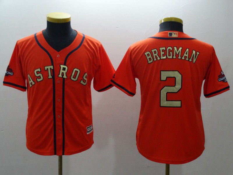 Youth Houston Astros #2 Bregman Orange Champion Edition MLB Jerseys